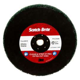 7100175522 Scotch-Brite™ Clean and Strip XT Pro Extra Cut TN Quick Change Disc, XC-DN, A/O Extra Coarse, Green, 7 in x 5/8 in-11, 5 ea/Case