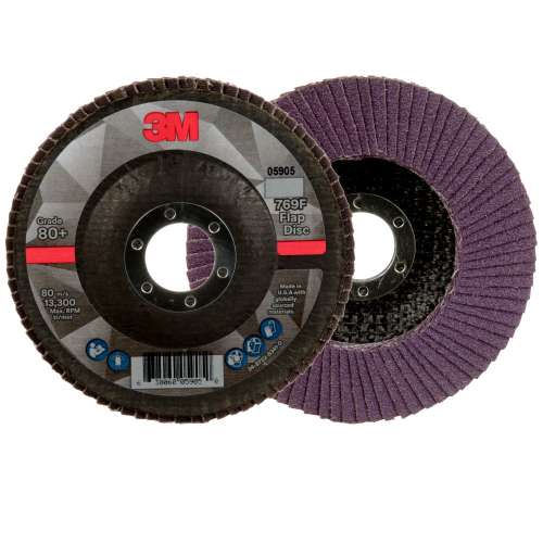 7100178016 Flap Disc 769F, 80+, T27, 4-1/2 in x 7/8 in, 10 ea/Case