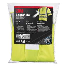7100185129 94900H1-DC-PS Reflective Vest Short Sleeve Construction Safety Vest– Class 3,94900H1-DC, Yellow, 5/case
