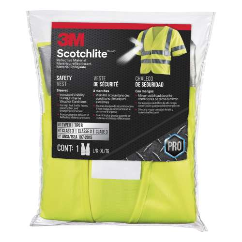 7100185129 94900H1-DC-PS Reflective Vest Short Sleeve Construction Safety Vest– Class 3,94900H1-DC, Yellow, 5/case