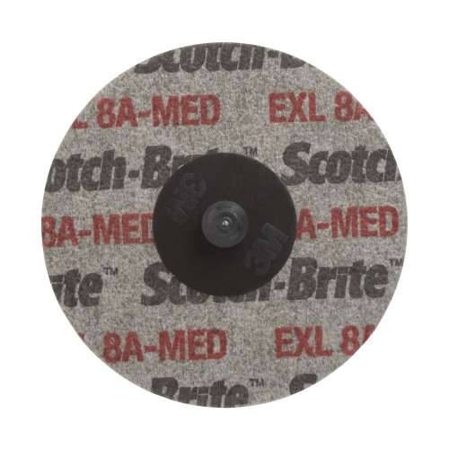 7100191313 Scotch-Brite™ Roloc™ EXL Unitized Wheel, XL-UR, 8A Medium, TR, 3 in x 1/8 in, SPR 43292A, 10/Carton, 40 ea/Case