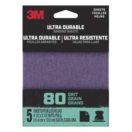 7100198734 Ultra Durable Power Sanding 1/4 Sheet, 80 grit, 1/4Sht5pk80, 5 pk, 20/case