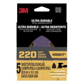 7100200071 Ultra Durable Detail Sanding Sheets, 220 grit, Mousepk220, 5/pk, 20/case