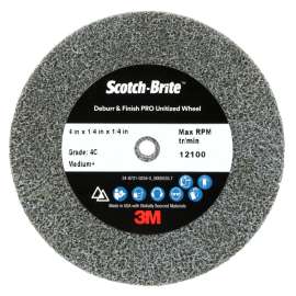 7100220638 Scotch-Brite™ Deburr & Finish Pro Unitized Wheel, DP-UW, 4C Medium+, 4 in x 1/4 in x 1/4 in