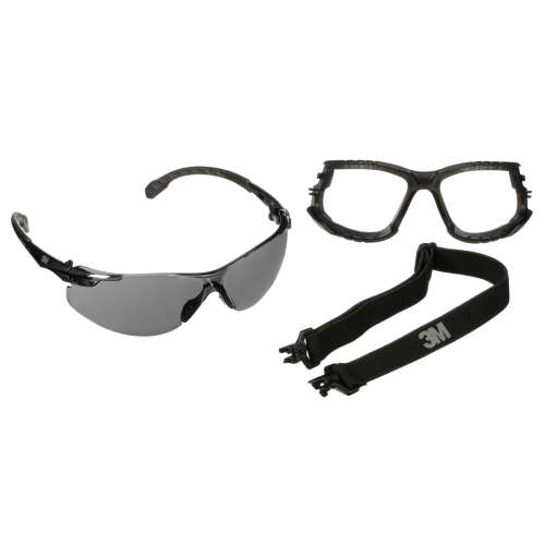 7100221211 S1502SGAF-KT Solus™ 1000 Series, S1502SGAF-KT, Blk Temples, Scotchgard™ Anti-Fog Coating, Gray AF-AS lens, Foam/Strap, 20 ea/Case