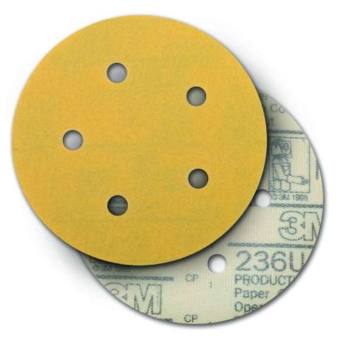 7100221311 Hookit™ Paper Disc 236U, P150 C-weight, 5 in x NH, D/F 5HL, Die 500FH, 50/Carton, 250 ea/Case