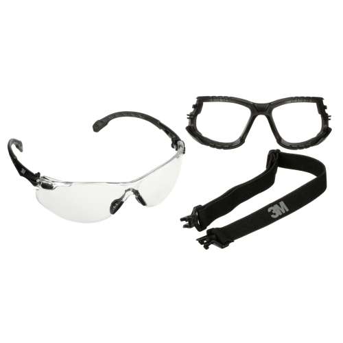 7100228723 S1501SGAF-KT Solus™ 1000 Series S1501SGAF-KT, Blk Temples, Scotchgard™ Anti-Fog Coating, Clear AF-AS lens, Foam/Strap, 20 ea/Case