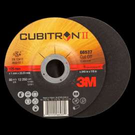 7100228959 Cubitron™ II Cut-Off Wheel, 66537, 36, T42, 125 mm x 1.6 mm x 22.23 mm, 25/Inner, 50 ea/Case