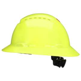 7100240035 H-809SFV-UV SecureFit™ Full Brim Hard Hat H-809SFV-UV, HiVis Yellow Vented 4-Pt Pressure Diffusion Ratchet Suspension w/ UVicator, 20ea/CS