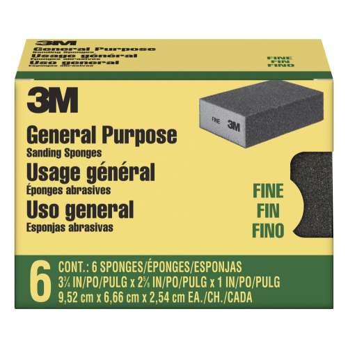 7100241235 Sanding Sponge CP001-6P-CC, 3 3/4 in x 2 5/8 in x 1 in Fine, 6-pack, 4 packs/cs