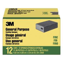 7100241249 General Purpose Sanding Sponge CP001-12P, Block, 3 3/4 in x 2 5/8 in x 1 in, Fine, 12/pk, 4 pks/cs