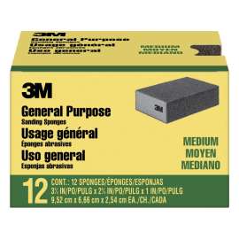 7100241315 General Purpose Sanding Sponge CP002-12P, Block, 3 3/4 in x 2 5/8 in x 1 in, Medium, 12/pk, 4 pks/cs