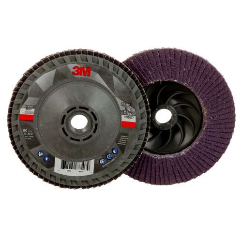 7100243873 Flap Disc 769F, 80+, T29 Quick Change, 4-1/2 in x 5/8 in-11, 10 ea/Case