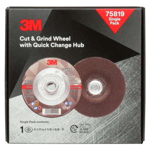 7100245019 Cut & Grind Wheel, 75819, 36+, T27, 4-1/2 in x 1/8 in x 5/8 in-11, 10/ ea/Case, Single Pack