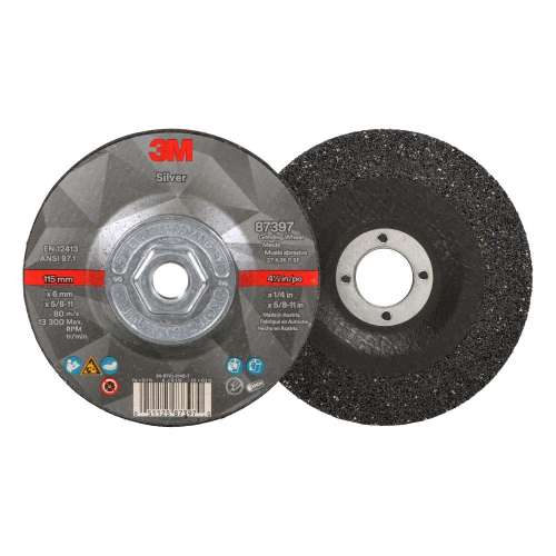 7100245024 Silver Depressed Center Grinding Wheel, 87397, T27 Quick Change, 4.5 in x 1/4 in x 5/8 in-11 in, 10/Carton, 20 ea/Case