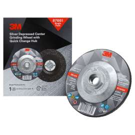 7100256472 Silver Depressed Center Grinding Wheel, 87661, T27 Quick Change, 4.5 in x 1/4 in x 5/8-11 in, Single Pack, 10 ea/Case