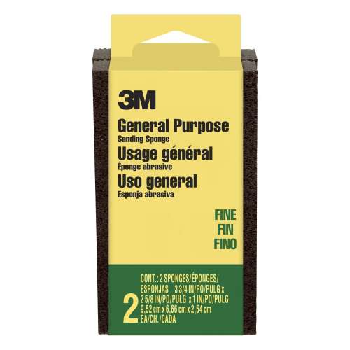 7100258571 Sanding Sponge CP-001-2P, Block, 3 3/4 in x 2 5/8 in x 1 in, Fine, 12 pk/cs