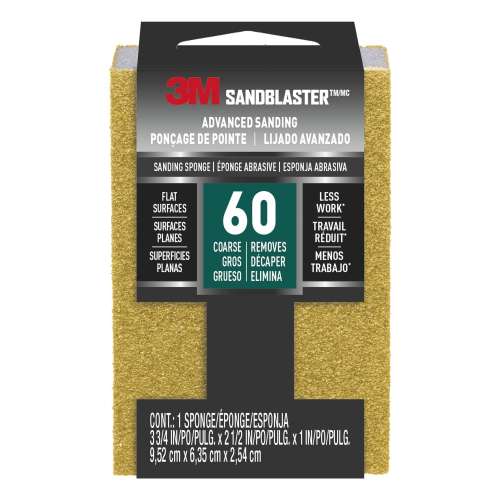 7100268068 SandBlaster™ Advanced Sanding Sanding Sponge 20909-60, 60 grit, 3 3/4 in x 2 1/2 x 1 in, 1/pk