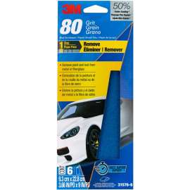 7100279212 Blue Sandpaper 31576-6, 3 2/3 in X 9 in, 80 G, 6 Sheet/Pack, 20 Pack/Case