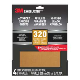 7100286444 SandBlaster™ Advanced Sanding Sheets w/ NO-SLIP GRIP™ Backing 20320-G-4, 9 in x 11 in, 320 Grit, 4 Shts/pk