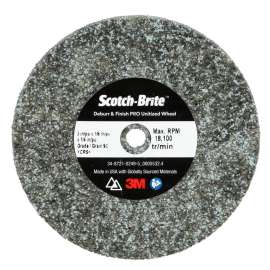 7100290243 Scotch-Brite™ Deburr & Finish Pro Unitized Wheel, DP-UW, 9C Extra Coarse+, 3 in x 1/8 in x 1/4 in, 40 ea/Case