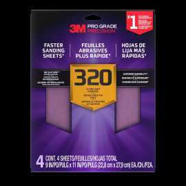 7100299406 Pro Grade Precision™ Faster Sanding Sheets w/ NO-SLIP GRIP™ Backing SHR400-PGP-4T, 9 in x 11 in, 400 Gr, 4 Shts/pk