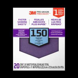 7100300232 Pro Grade Precision™ Faster Sanding Sheets w/ NO-SLIP GRIP™ Backing SHCP150-PGP20T, 9 in x 11 in, 150 Gr, 20 Shts/pk