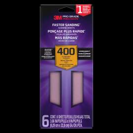 7100300495 Pro Grade Precision™ Faster Sanding Sheets w/ NO-SLIP GRIP™ Backing SHTR400-PGP-6T,3 2/3 in x 9 in, 400 Gr, 6 Shts/pk