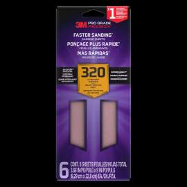 7100300514 Pro Grade Precision™ Faster Sanding Sheets w/ NO-SLIP GRIP™ Backing,SHTR320-PGP-6T,3 2/3 in x 9 in, 320 Gr, 6 Shts/pk