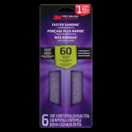 7100300533 Pro Grade Precision™ Faster Sanding Sheets w/ NO-SLIP GRIP™ Backing, SHTR60-PGP-6T,3 2/3 in x 9 in, 60 Gr, 6 Shts/pk