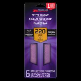 7100300543 Pro Grade Precision™ Faster Sanding Sheets w/NO-SLIP GRIP™ Backing,SHTR220-PGP-6T,3 2/3 in x 9 in, 220 Gr, 6 Shts/pk