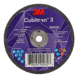 7100303860 Cubitron™ 3 Cut-Off Wheel, 90030, 60+, T1, 3 in x 0.035 in x 1/4 in (75 x 0.9 x 6.35 mm), ANSI, 25/Pack, 50 ea/Case
