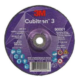 7100303965 Cubitron™ 3 Depressed Center Grinding Wheel, 90001, 36+, T27, 4 in x 1/4 in x 3/8 in (100x6x9.53mm), ANSI, 10/Pack, 20 ea/Case