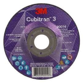 7100303968 Cubitron™ 3 Cut and Grind Wheel, 90014, 36+, T27, 4-1/2 in x 5/32 in x 7/8 in (115 x 4.2 x 22.23 mm) ANSI, 10/Pack, 20 ea/Case