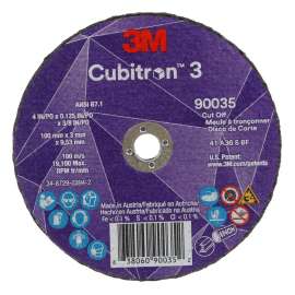 7100304005 Cubitron™ 3 Cut-Off Wheel, 90035, 36+, T1, 4 in x 1/8 in x 3/8 in (100 x 3 x 9.53 mm), ANSI, 25/Pack, 50 ea/Case