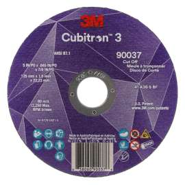 7100304007 Cubitron™ 3 Cut-Off Wheel, 90037, 36+, T1, 5 in x 0.045 in x 7/8 in (125 x 1.6 x 22.23 mm), ANSI, 25/Pack, 50 ea/Case