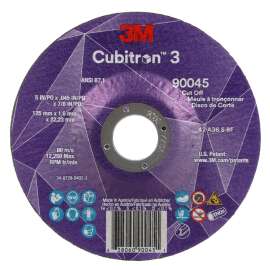 7100304010 Cubitron™ 3 Cut-Off Wheel, 90045, 36+, T27, 5 in x 0.045 in x 7/8 in (125 x 1.6 x 22.23 mm), ANSI, 25/Pack, 50 ea/Case