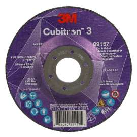 7100305149 Cubitron™ 3 Cut and Grind Wheel, 89157, 36+, T27, 4-1/2 in x 1/8 in x 7/8 in (115 x 3.2 x 22.23 mm), ANSI, 10/Pack, 20 ea/Case