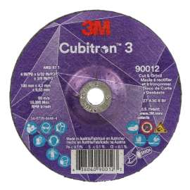 7100305152 Cubitron™ 3 Cut and Grind Wheel, 90012, 36+, T27, 4 in x 5/32 in x 3/8 in (100 x 4.2 x 9.53 mm), ANSI, 10/Pack, 20 ea/Case