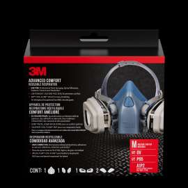 7100308241 7512P1-DC Advanced Comfort Reusable Respirator 7512P1-DC, OV/P95, Mdm, 1-Fcpc, 1-pr of 6001 Crtdgs, 2-prs 5P71 Fltrs, 1-pr 501 Rtnrs