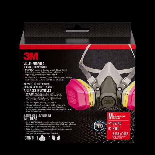 7100309171 62023H1-DC Multi-Purpose Reusable Respirator 62023H1-DC, OV/AG/P100, Medium, 1-Facepiece and 1-Pair of 60923 Cartridges/Filters