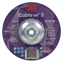 7100312965 Cubitron™ 3 Depressed Center Grinding Wheel, 90009, 36+, T27, 7 in x 1/4 in x 5/8 in-11 (180x6mmx5/8-11in), ANSI, 10 ea/Case