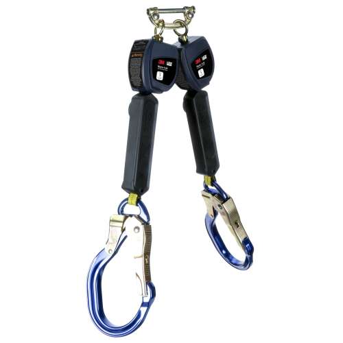 7100313185 3100553 DBI-SALA® Nano-Lok™ Personal Twin-Leg Self Retracting Lifeline, Web Aluminum Rebar Hook, 3100553, Blue, 6 ft., Class 1, ANSI