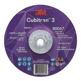 7100313188 Cubitron™ 3 Cut-Off Wheel, 90047, 60+, T27, 6 in x 0.045 in x 5/8 in-11 (150 x 1.6 mm x 5/8-11 in), ANSI, 10 ea/Case