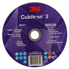 7100313189 Cubitron™ 3 Cut-Off Wheel, 90039, 60+, T1, 7 in x 0.45 in x 7/8 in(180 x 1.6 x 22.23 mm), ANSI, 25/Pack, 50 ea/Case