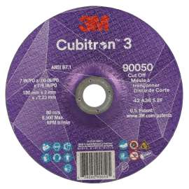 7100313191 Cubitron™ 3 Cut-Off Wheel, 90050, 36+, T27, 7 in x 0.09 in x 7/8 in (180 x 2 x 22.23 mm), ANSI, 25/Pack, 50 ea/Case