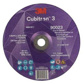 7100313199 Cubitron™ 3 Cut and Grind Wheel, 90023, 36+, T27, 9 in x 5/32 in x 7/8 in (230 x 4.2 x 22.23 mm), ANSI, 10/Pack, 20 ea/Case