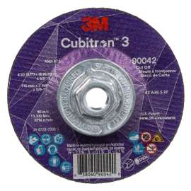 7100313200 Cubitron™ 3 Cut-Off Wheel, 90042, 36+, T27, 4-1/2 in x 0.09 in x 5/8 in-11 (115 x 2 mm x 5/8-11 in), ANSI, 10 ea/Case