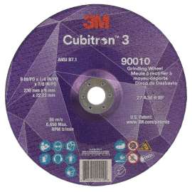 7100313202 Cubitron™ 3 Depressed Center Grinding Wheel, 90010, 36+, T27, 9 in x 1/4 in x 7/8 in (230x6x22.23mm) ANSI, 10/Pack, 20 ea/Case