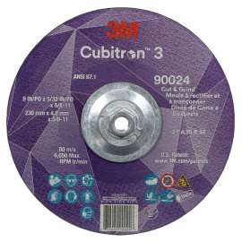 7100313203 Cubitron™ 3 Cut and Grind Wheel, 90024, 36+, T27, 9 in x 5/32 in x 5/8 in-11 (230 x 4.2 mm x 5/8-11 in), ANSI, 10 ea/Case